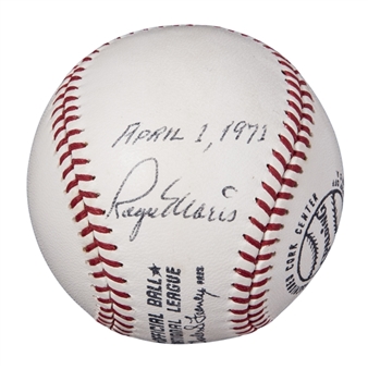 1971 Roger Maris Single Signed and Dated Official N.L. Baseball (PSA/DNA NM-MT 8 )